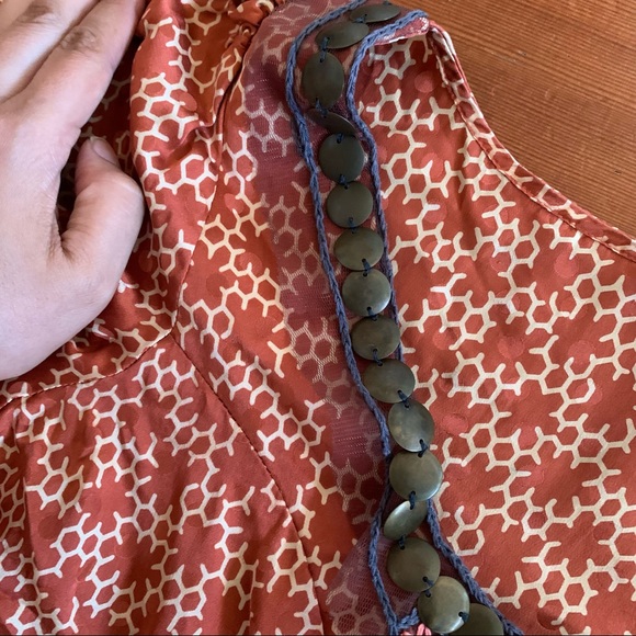 Corey Lynn Calter 100% Silk Embroidered Coin Tribal Far East Blouse Size 8 - Picture 7 of 9